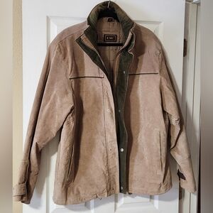 EMC Men's Leather Motorcycle Jacket in Tan Corduroy Collard Sz XL